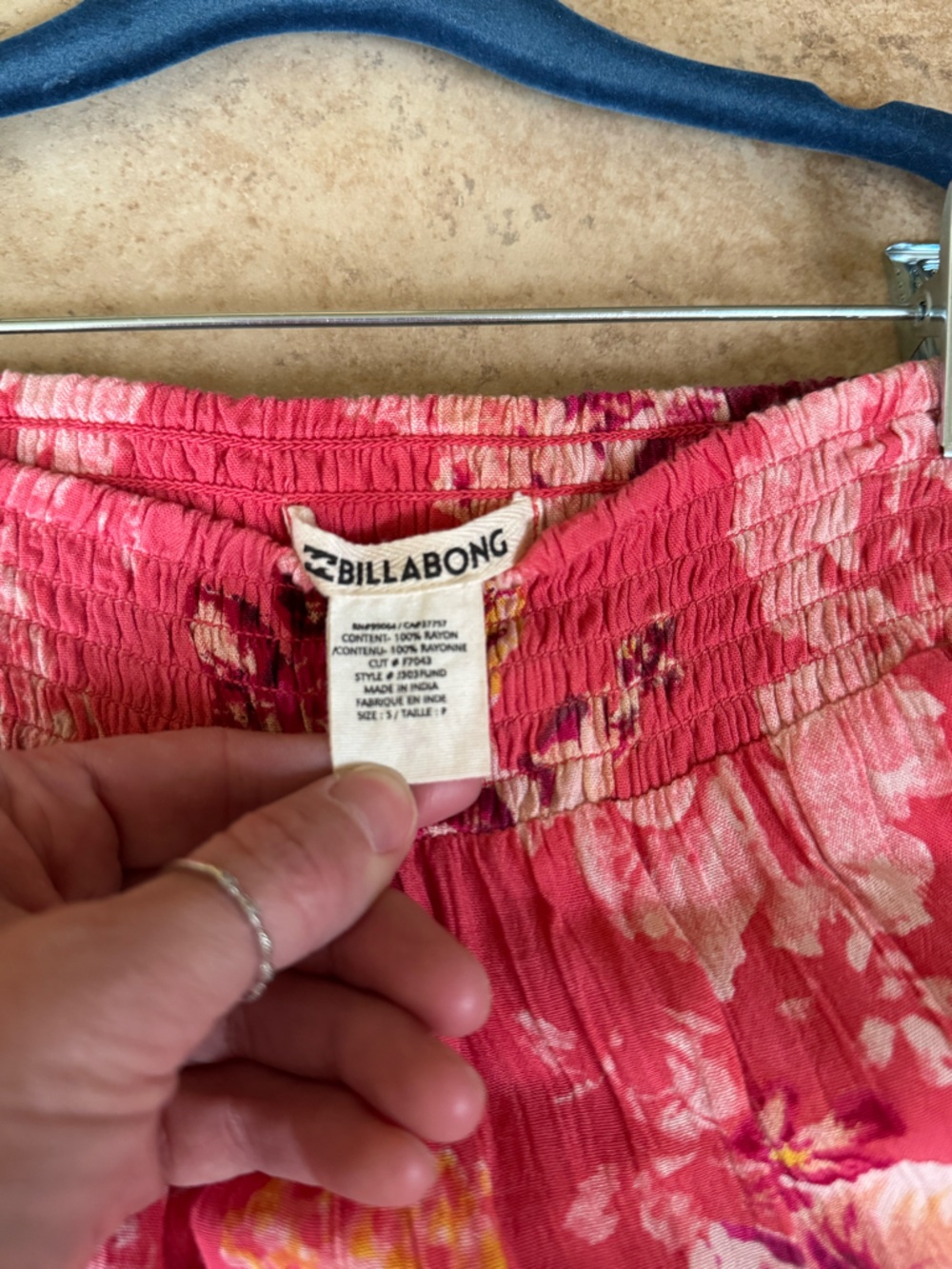 Billabong Pink Floral Smocked Pants - Picture 2 of 4